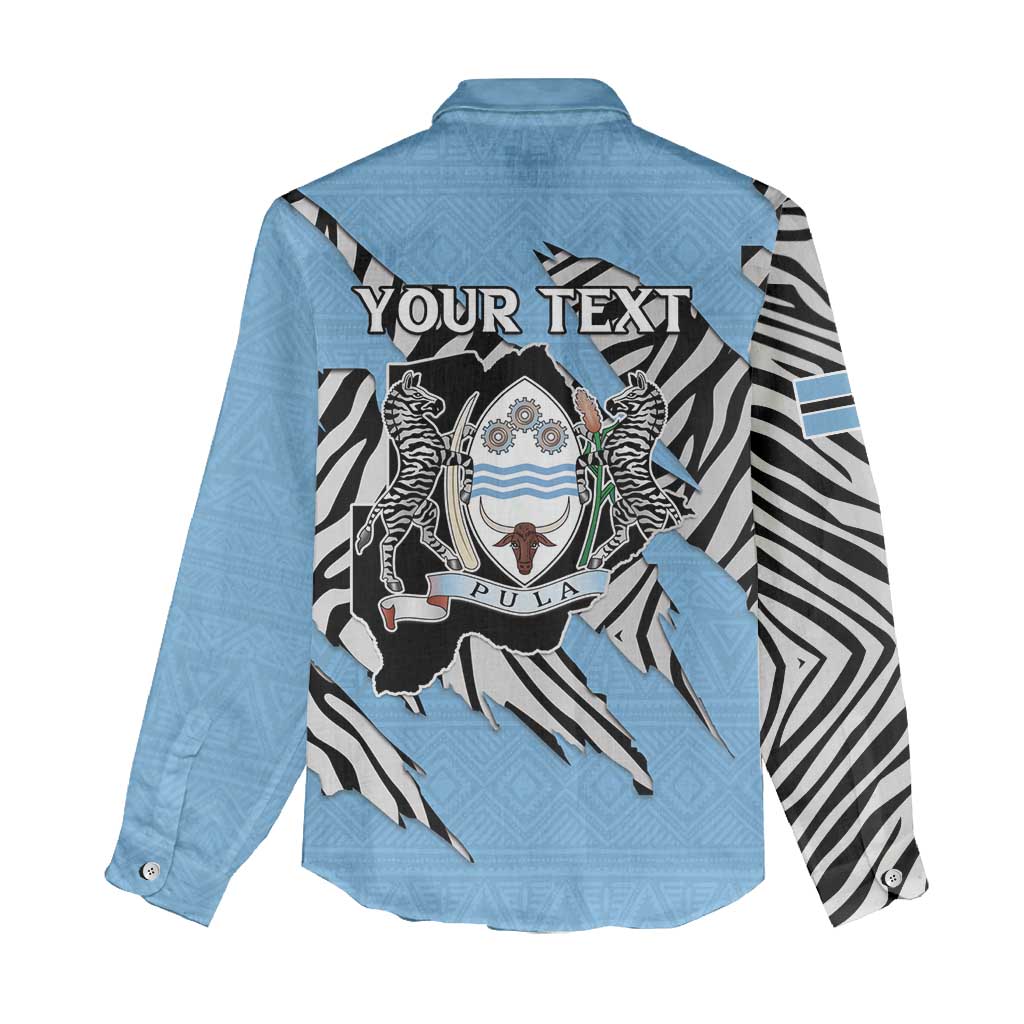 Personalized Lefatshe la Botswana Women Casual Shirt Coat Of Arms - African and Zebra Patterns