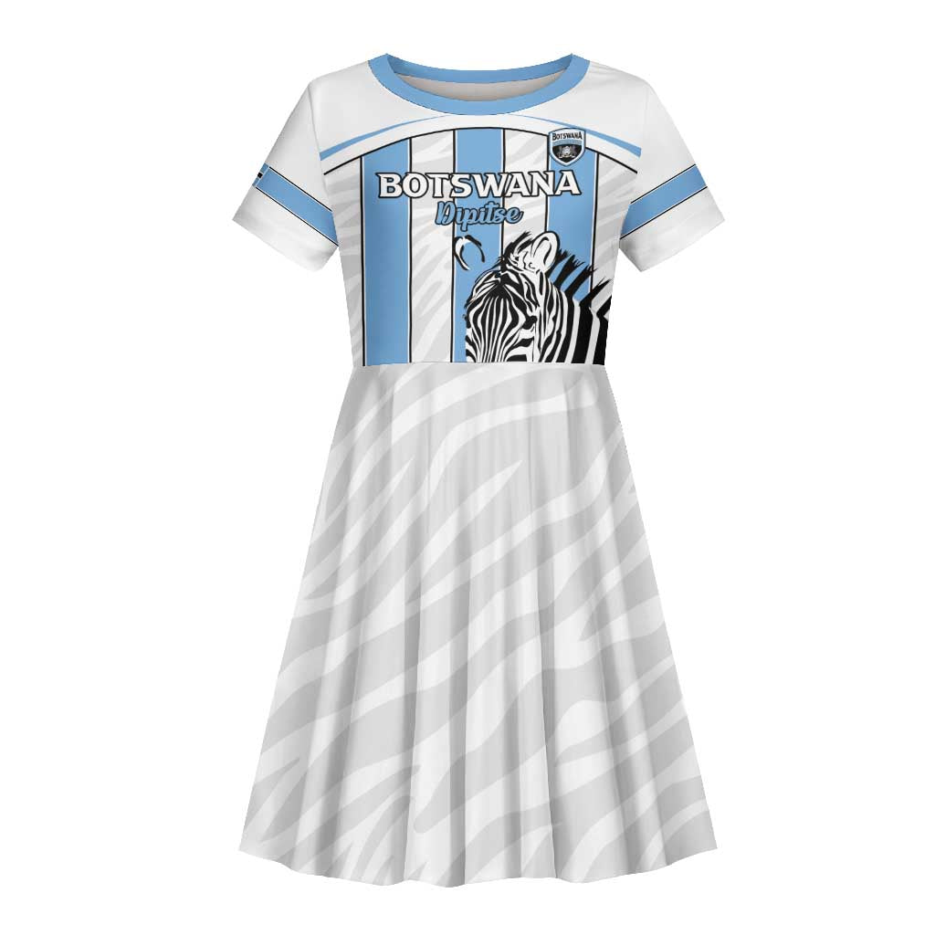 Custom Lefatshe la Botswana Football Kid Short Sleeve Dress Come On Dipitse