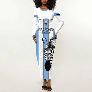 Custom Lefatshe la Botswana Football Long Sleeve Bodycon Dress Come On Dipitse LT15