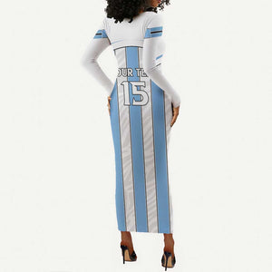 Custom Lefatshe la Botswana Football Long Sleeve Bodycon Dress Come On Dipitse LT15