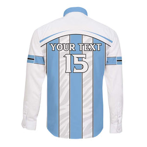 Custom Lefatshe la Botswana Football Long Sleeve Button Shirt Come On Dipitse