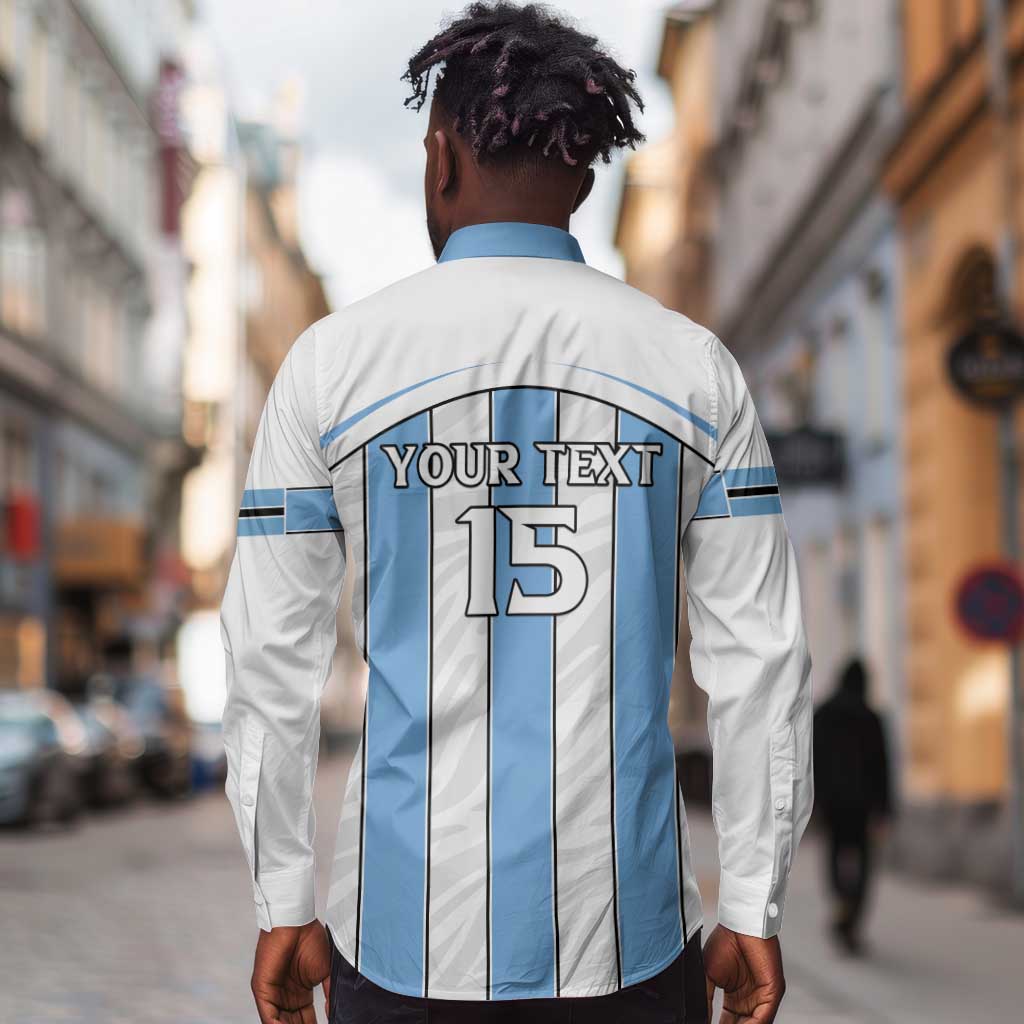 Custom Lefatshe la Botswana Football Long Sleeve Button Shirt Come On Dipitse