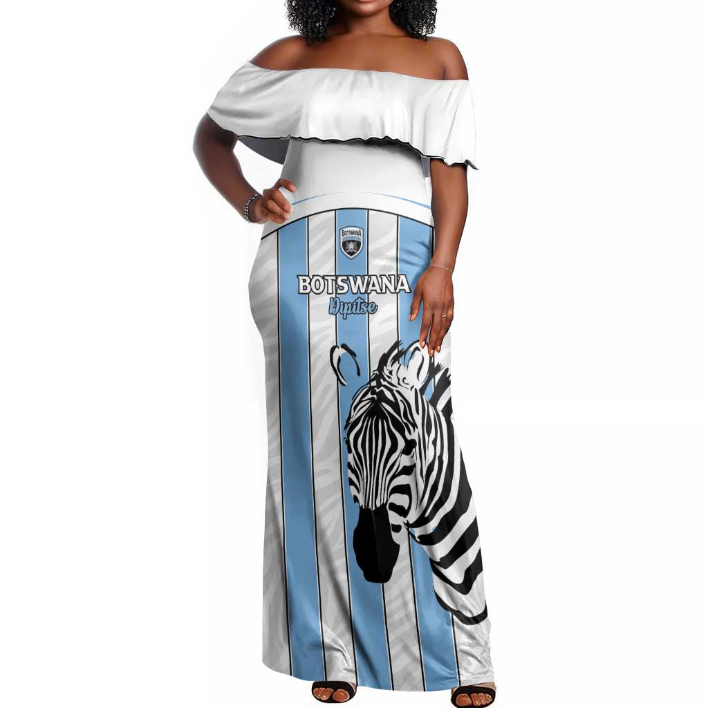 Custom Lefatshe la Botswana Football Off Shoulder Maxi Dress Come On Dipitse