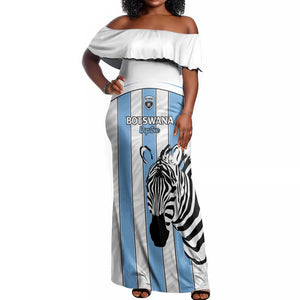 Custom Lefatshe la Botswana Football Off Shoulder Maxi Dress Come On Dipitse