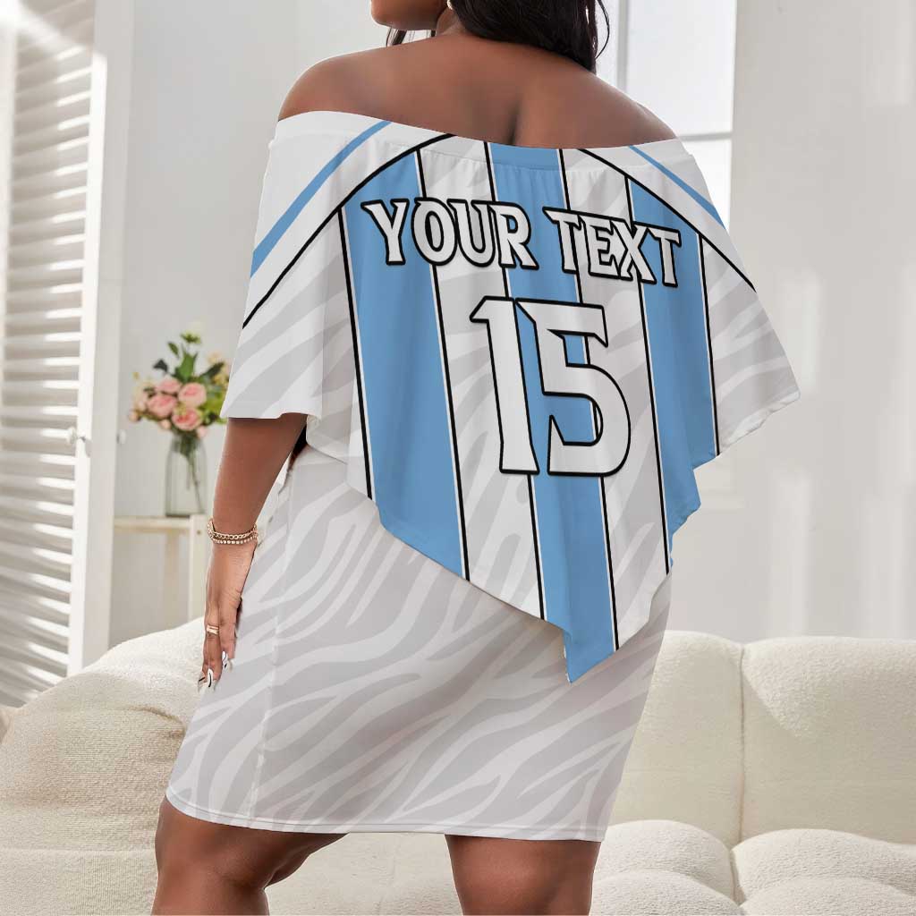 Custom Lefatshe la Botswana Football Off Shoulder Short Dress Come On Dipitse