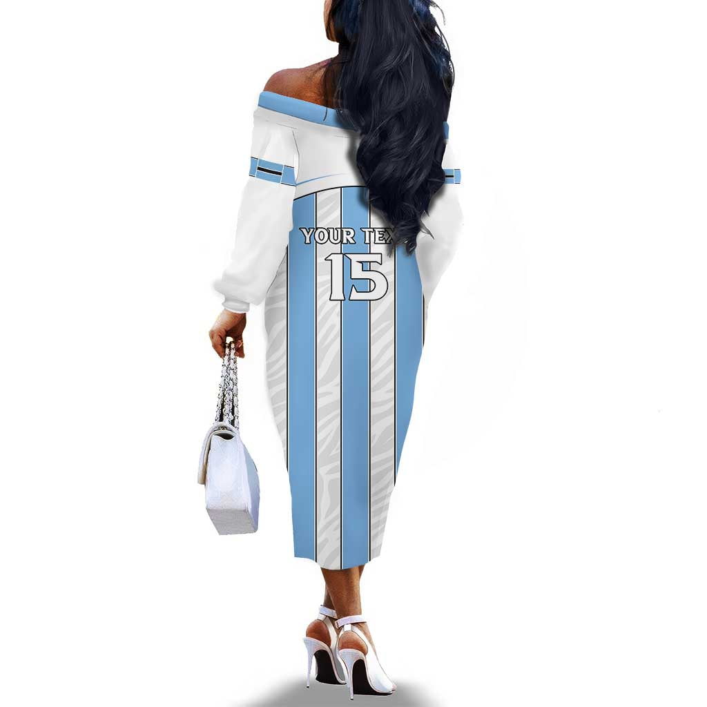 Custom Lefatshe la Botswana Football Off The Shoulder Long Sleeve Dress Come On Dipitse