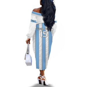 Custom Lefatshe la Botswana Football Off The Shoulder Long Sleeve Dress Come On Dipitse