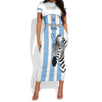 Custom Lefatshe la Botswana Football Short Sleeve Bodycon Dress Come On Dipitse LT15