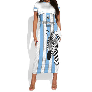 Custom Lefatshe la Botswana Football Short Sleeve Bodycon Dress Come On Dipitse LT15