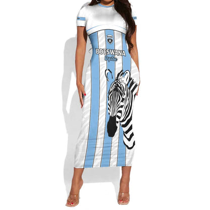 Custom Lefatshe la Botswana Football Short Sleeve Bodycon Dress Come On Dipitse LT15