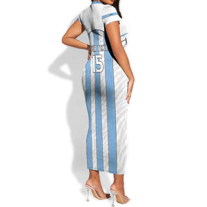 Custom Lefatshe la Botswana Football Short Sleeve Bodycon Dress Come On Dipitse LT15