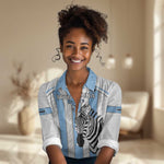 Custom Lefatshe la Botswana Football Women Casual Shirt Come On Dipitse