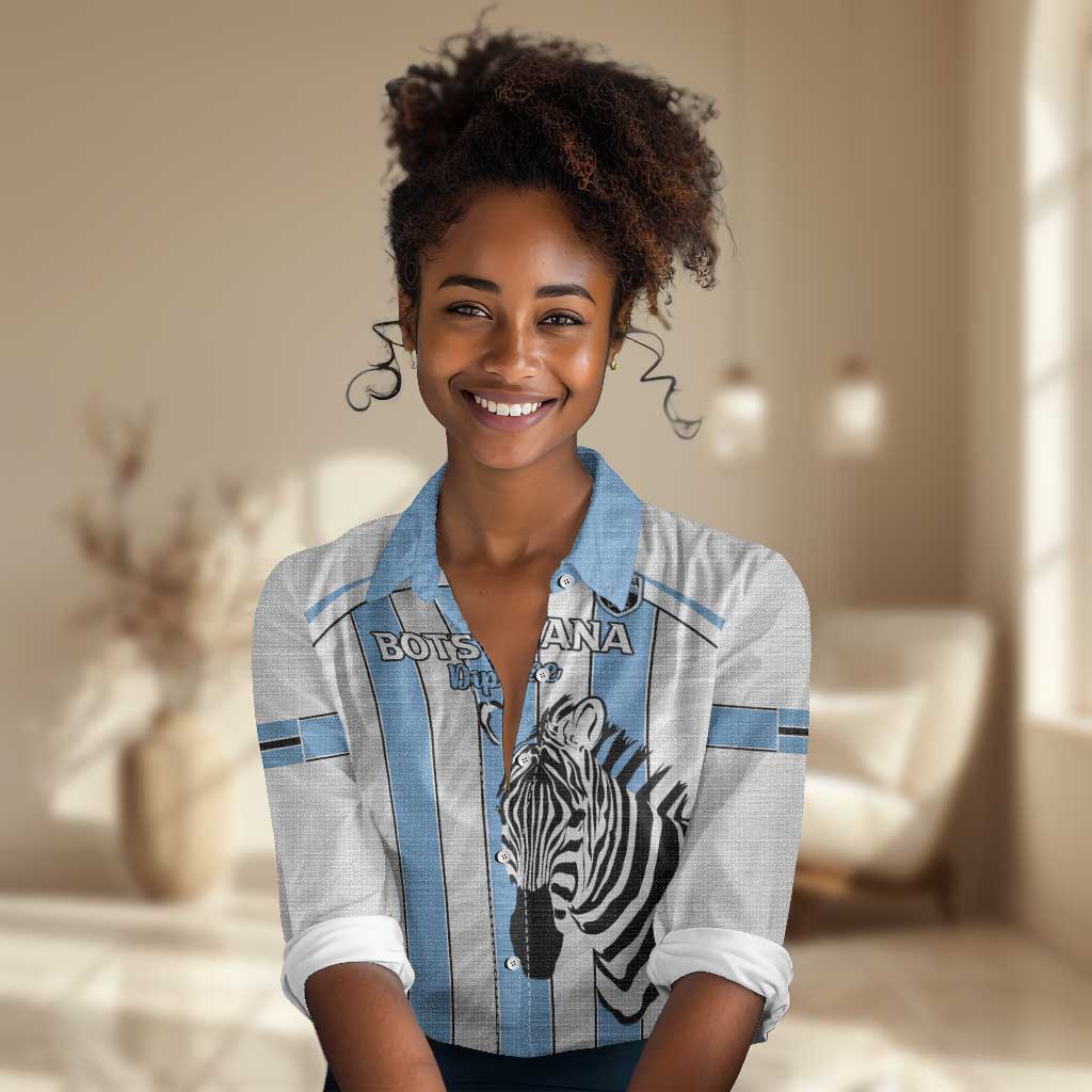 Custom Lefatshe la Botswana Football Women Casual Shirt Come On Dipitse