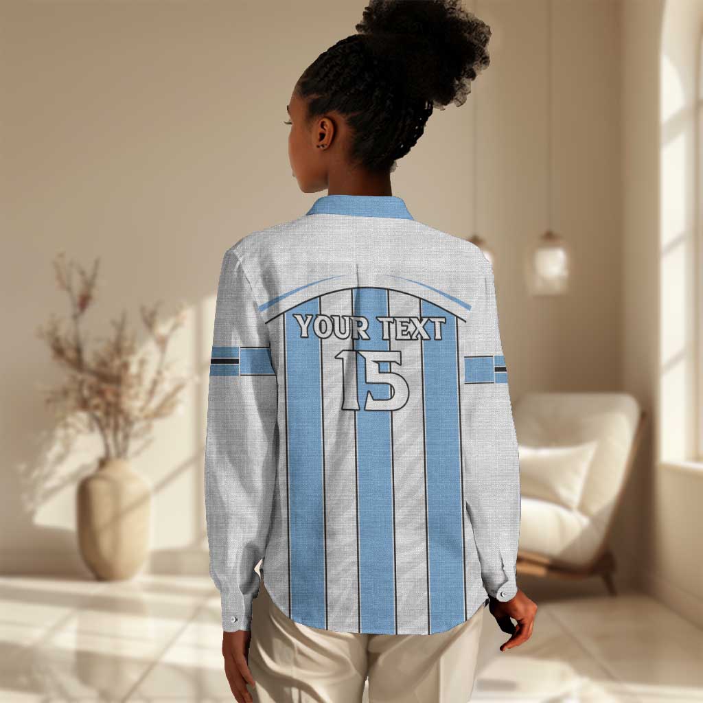 Custom Lefatshe la Botswana Football Women Casual Shirt Come On Dipitse