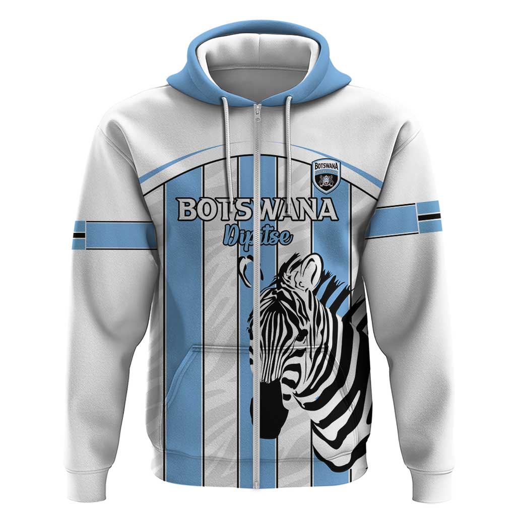 Custom Lefatshe la Botswana Football Zip Hoodie Come On Dipitse