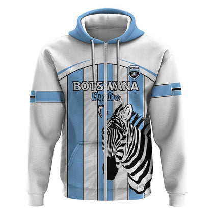 Custom Lefatshe la Botswana Football Zip Hoodie Come On Dipitse