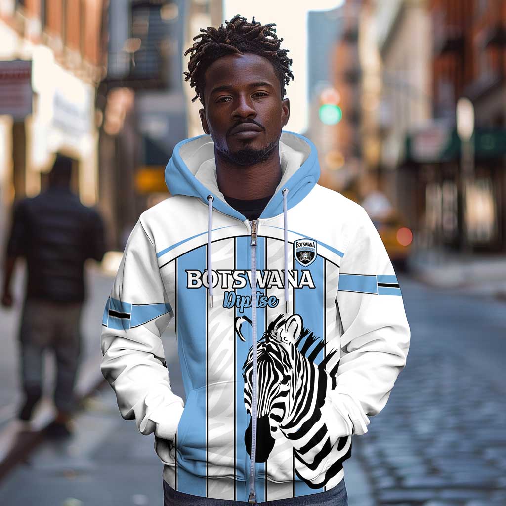 Custom Lefatshe la Botswana Football Zip Hoodie Come On Dipitse