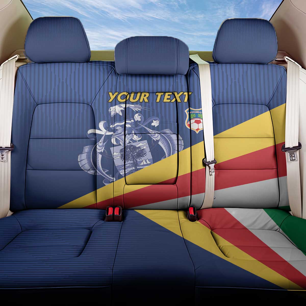 Custom Seychelles Beach Soccer 2025 Back Car Seat Cover Go Champions Sesel