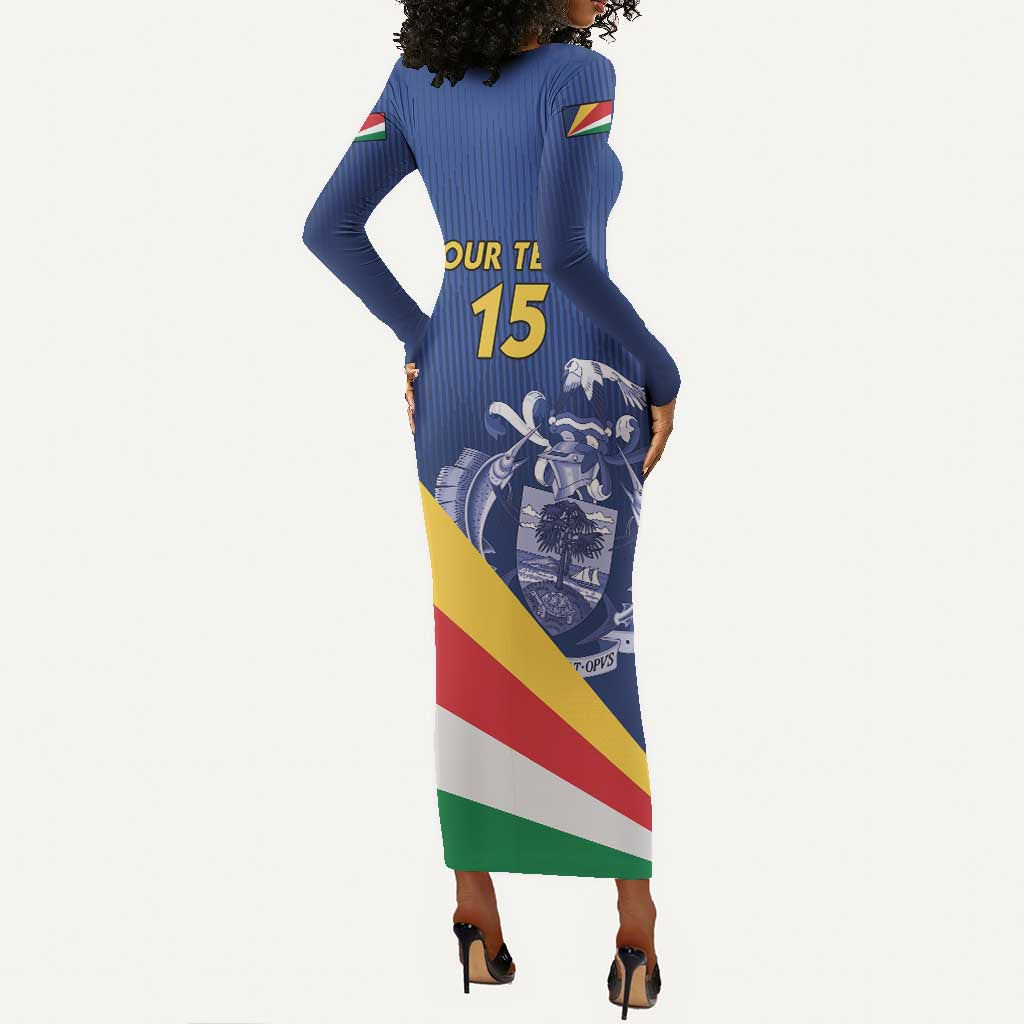 Custom Seychelles Beach Soccer 2025 Long Sleeve Bodycon Dress Go Champions Sesel LT15