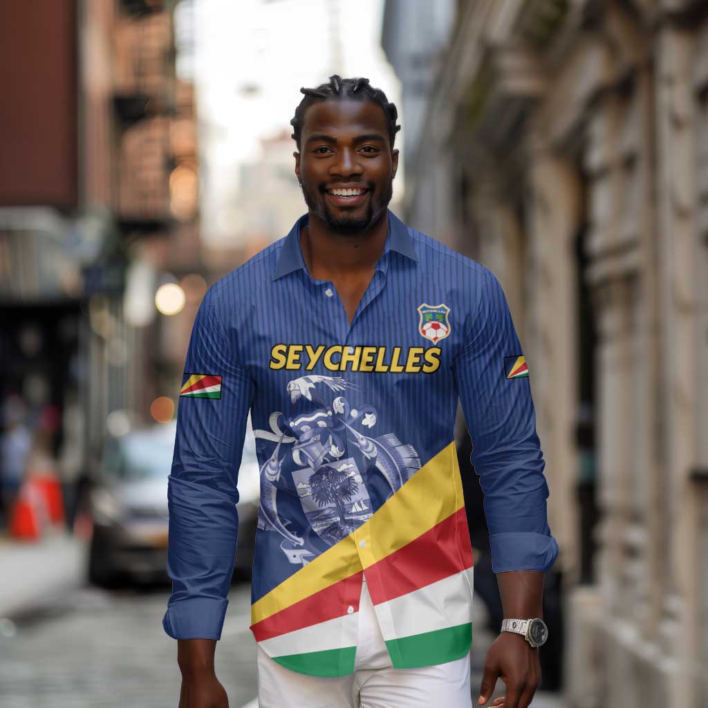 Custom Seychelles Beach Soccer 2025 Long Sleeve Button Shirt Go Champions Sesel