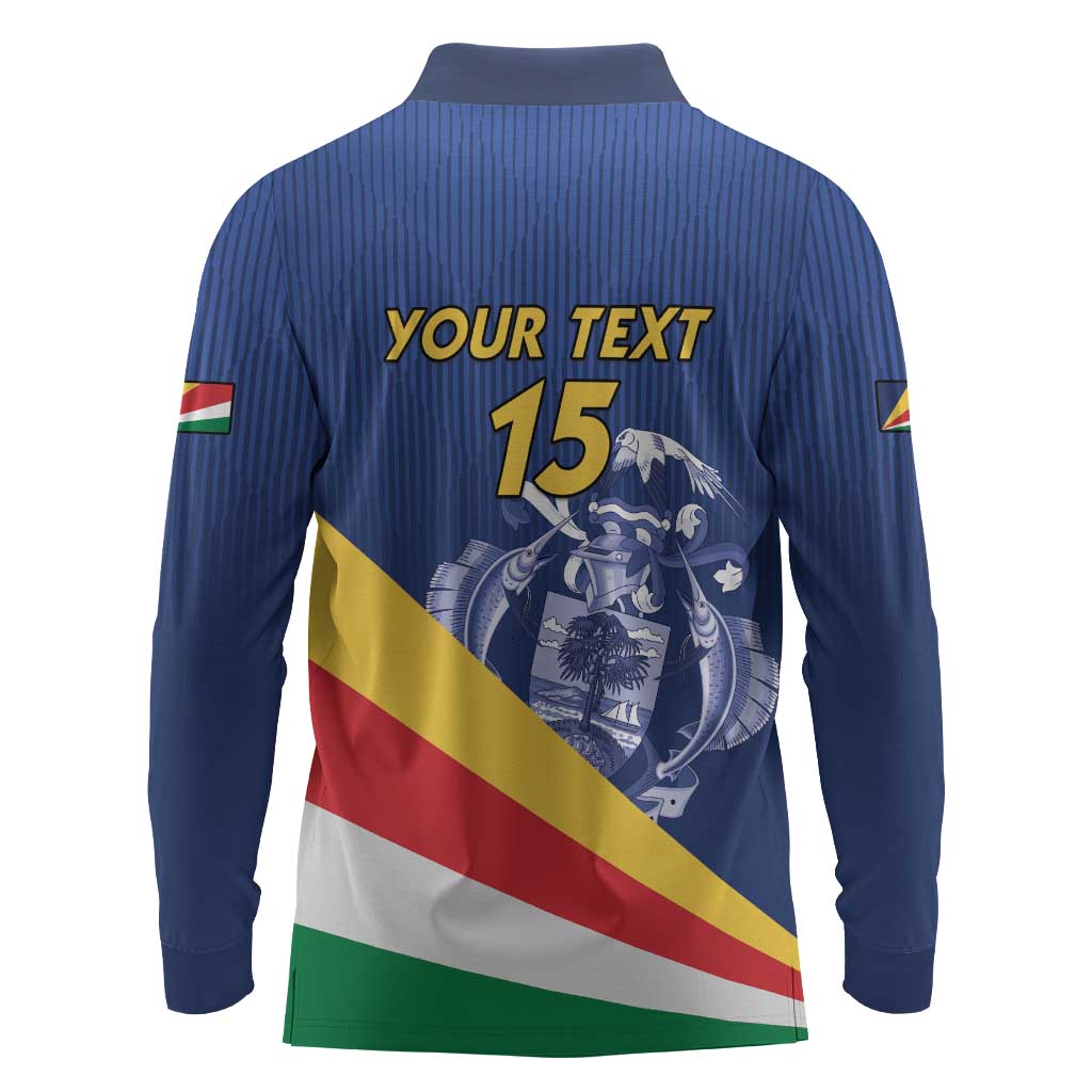 Custom Seychelles Beach Soccer 2025 Long Sleeve Polo Shirt Go Champions Sesel