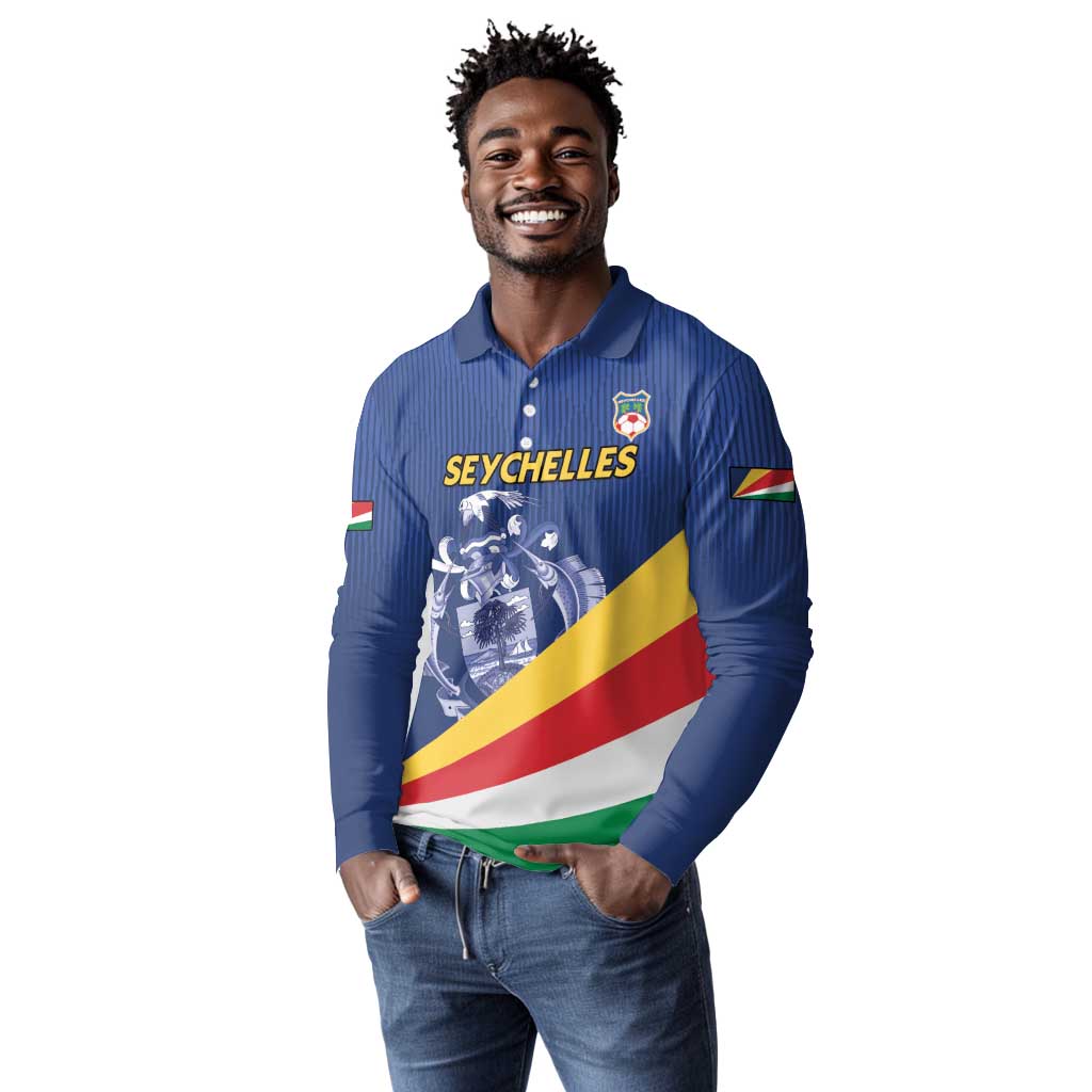 Custom Seychelles Beach Soccer 2025 Long Sleeve Polo Shirt Go Champions Sesel