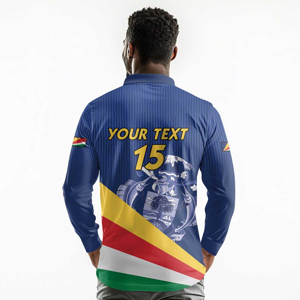Custom Seychelles Beach Soccer 2025 Long Sleeve Polo Shirt Go Champions Sesel