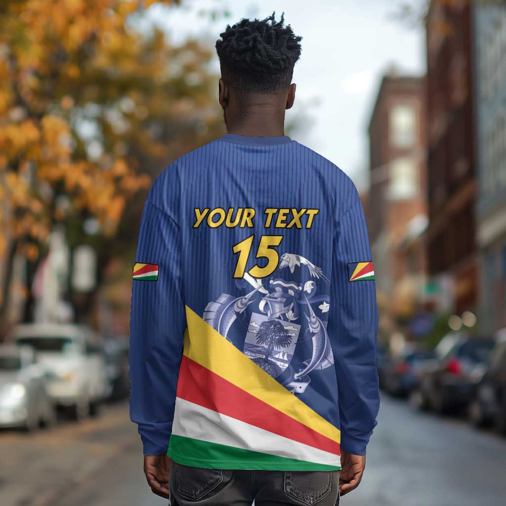 Custom Seychelles Beach Soccer 2025 Long Sleeve Shirt Go Champions Sesel