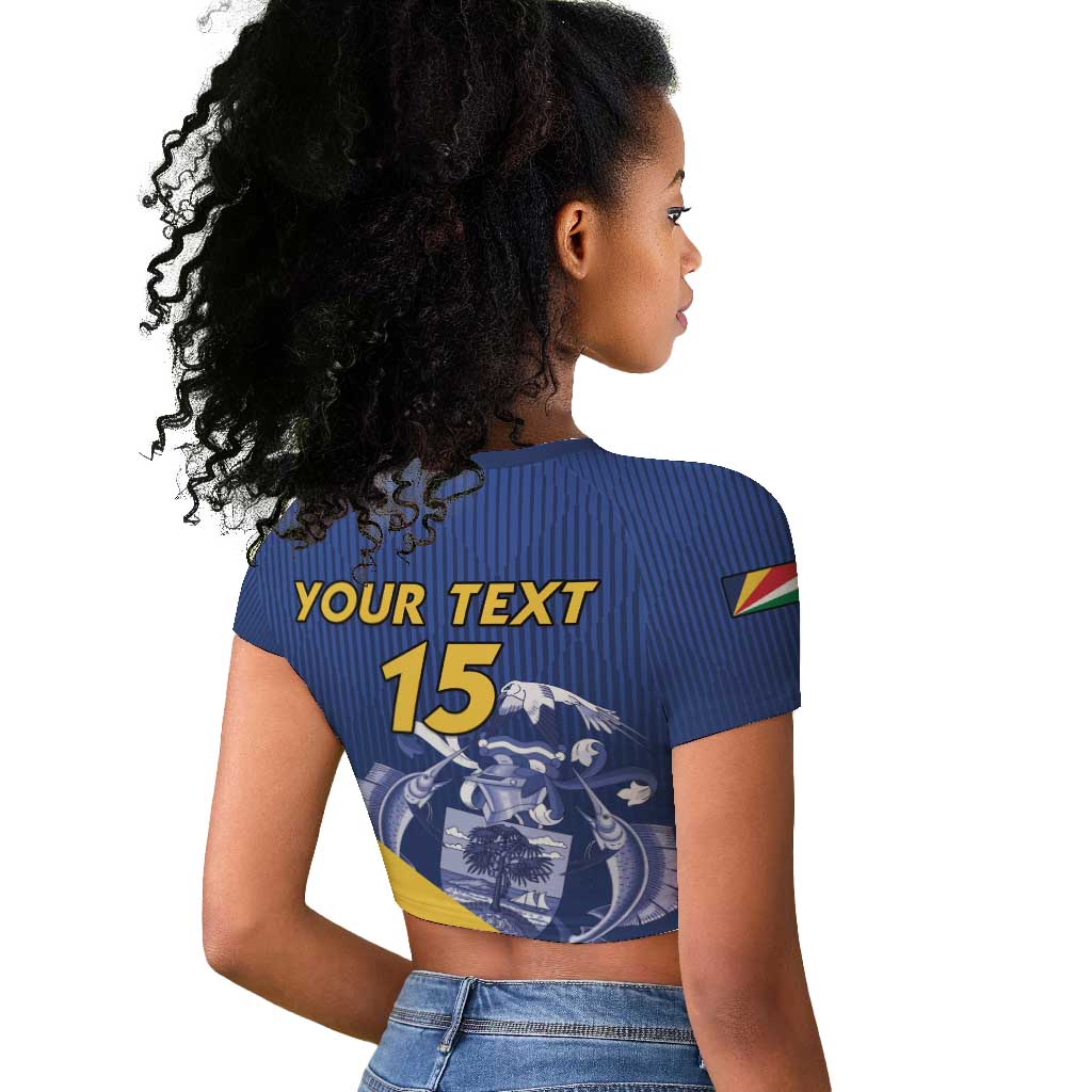Custom Seychelles Beach Soccer 2025 Raglan Cropped T shirt Go Champions Sesel