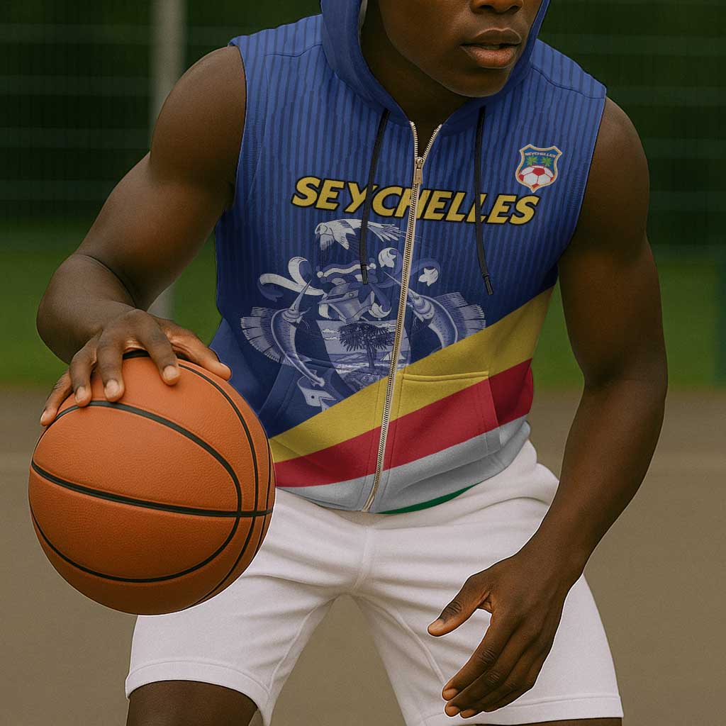 Custom Seychelles Beach Soccer 2025 Sleeveless Zip Hoodie Go Champions Sesel - African Pride