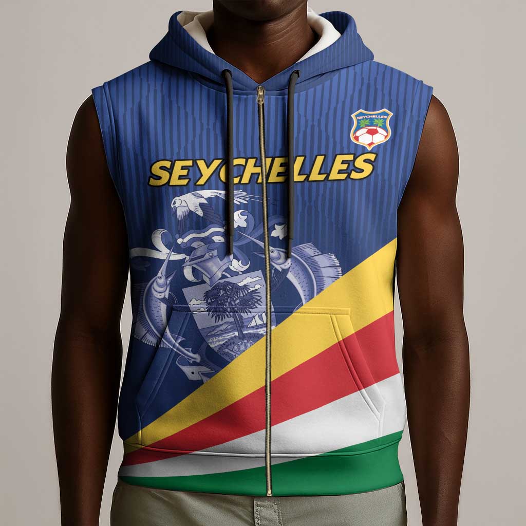 Custom Seychelles Beach Soccer 2025 Sleeveless Zip Hoodie Go Champions Sesel - African Pride