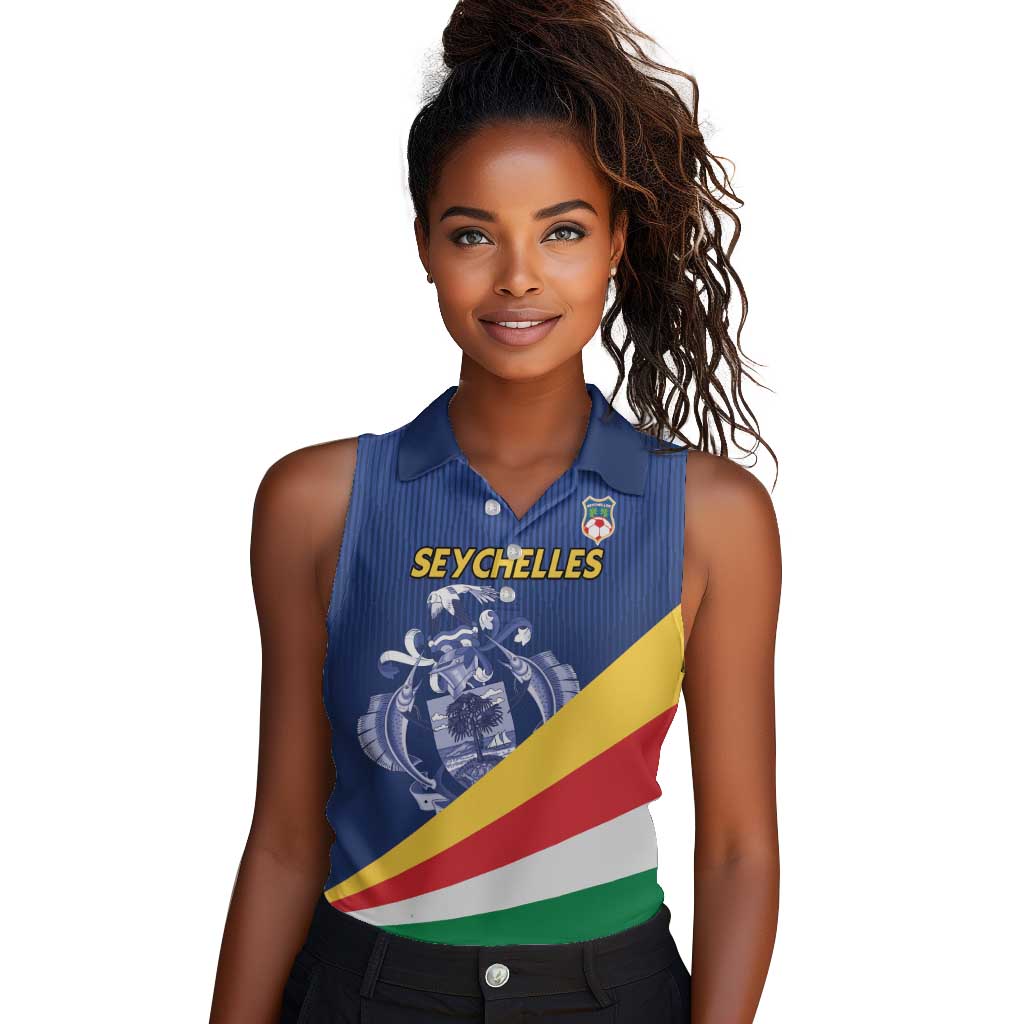 Custom Seychelles Beach Soccer 2025 Women Sleeveless Polo Shirt Go Champions Sesel