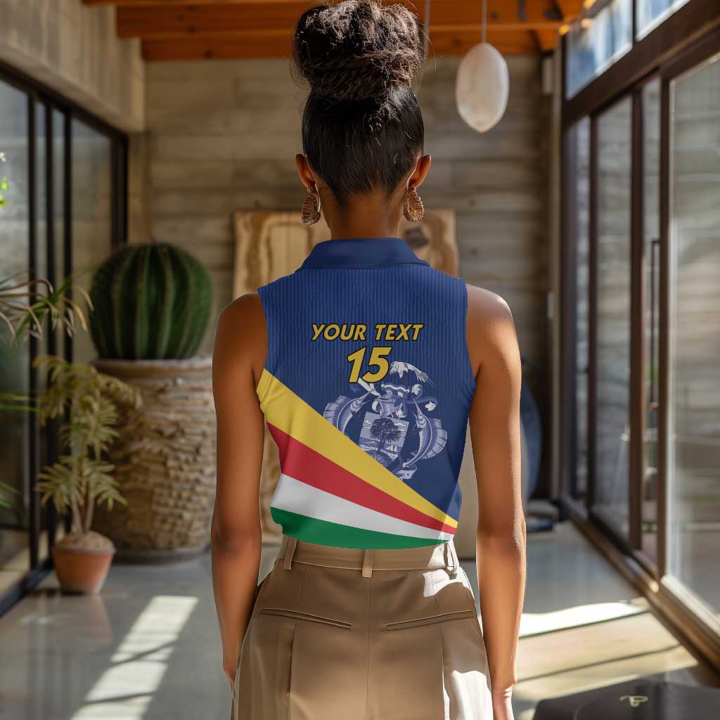 Custom Seychelles Beach Soccer 2025 Women Sleeveless Polo Shirt Go Champions Sesel