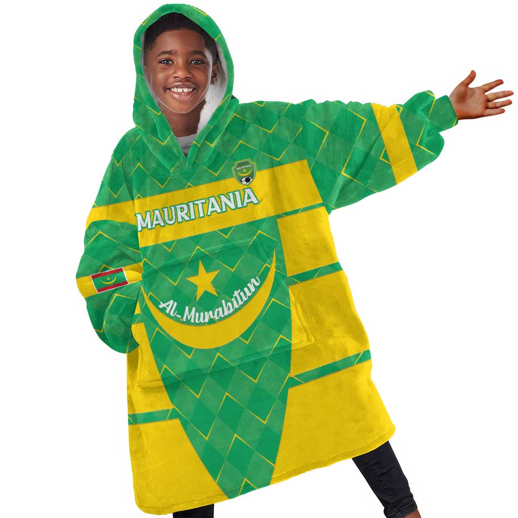 Custom Mauritania Beach Soccer 2025 Kid Wearable Blanket Hoodie Allez Al-Murabitun