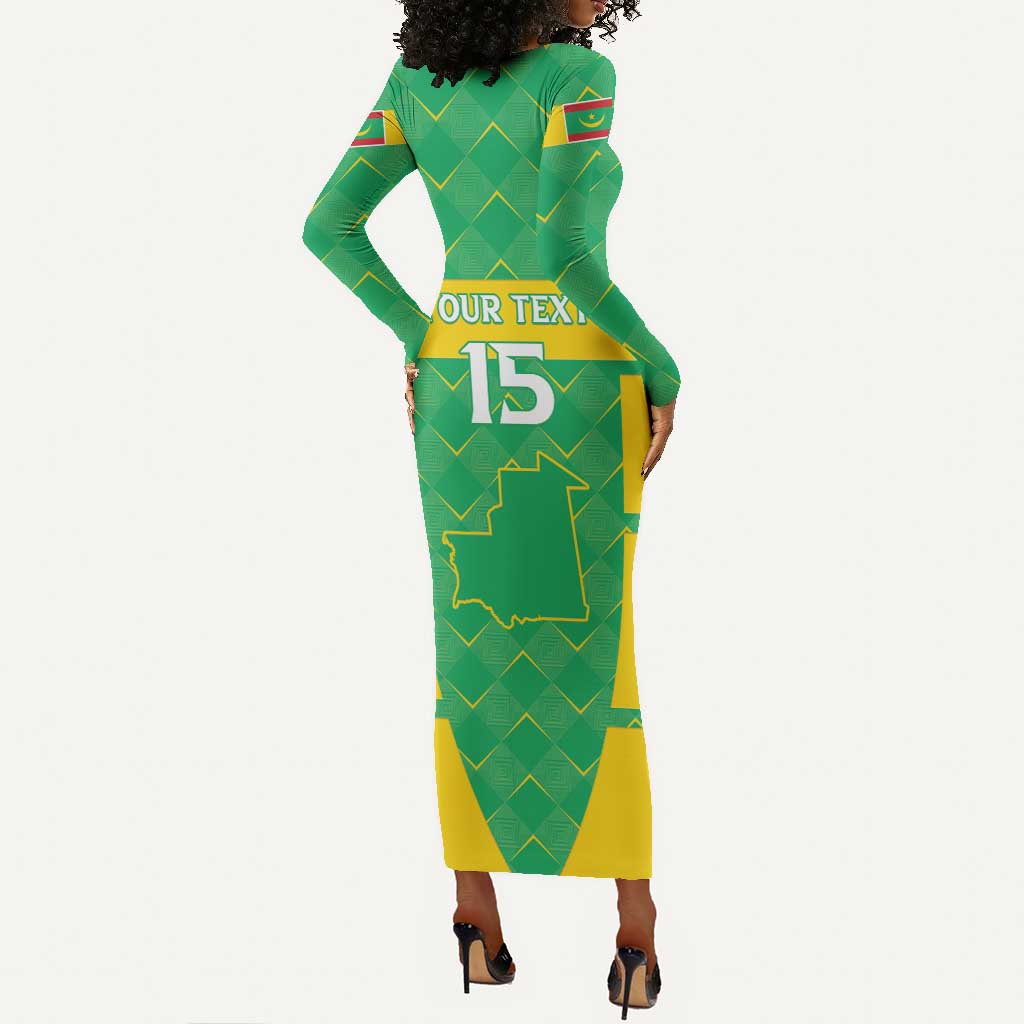 Custom Mauritania Beach Soccer 2025 Long Sleeve Bodycon Dress Allez Al-Murabitun LT15