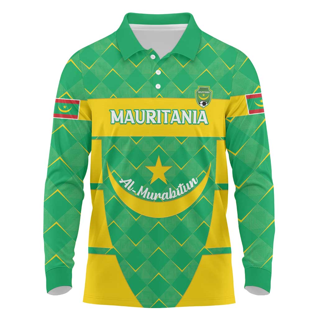 Custom Mauritania Beach Soccer 2025 Long Sleeve Polo Shirt Allez Al-Murabitun