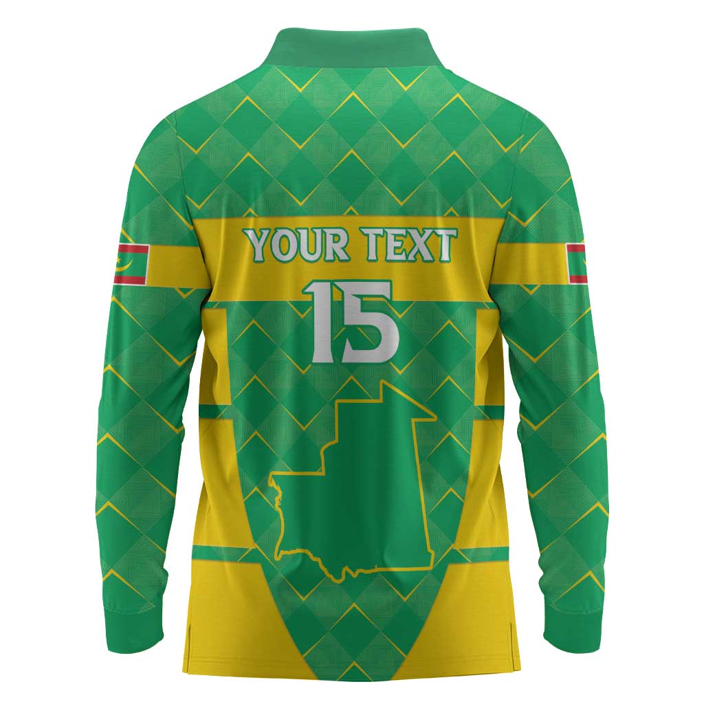 Custom Mauritania Beach Soccer 2025 Long Sleeve Polo Shirt Allez Al-Murabitun