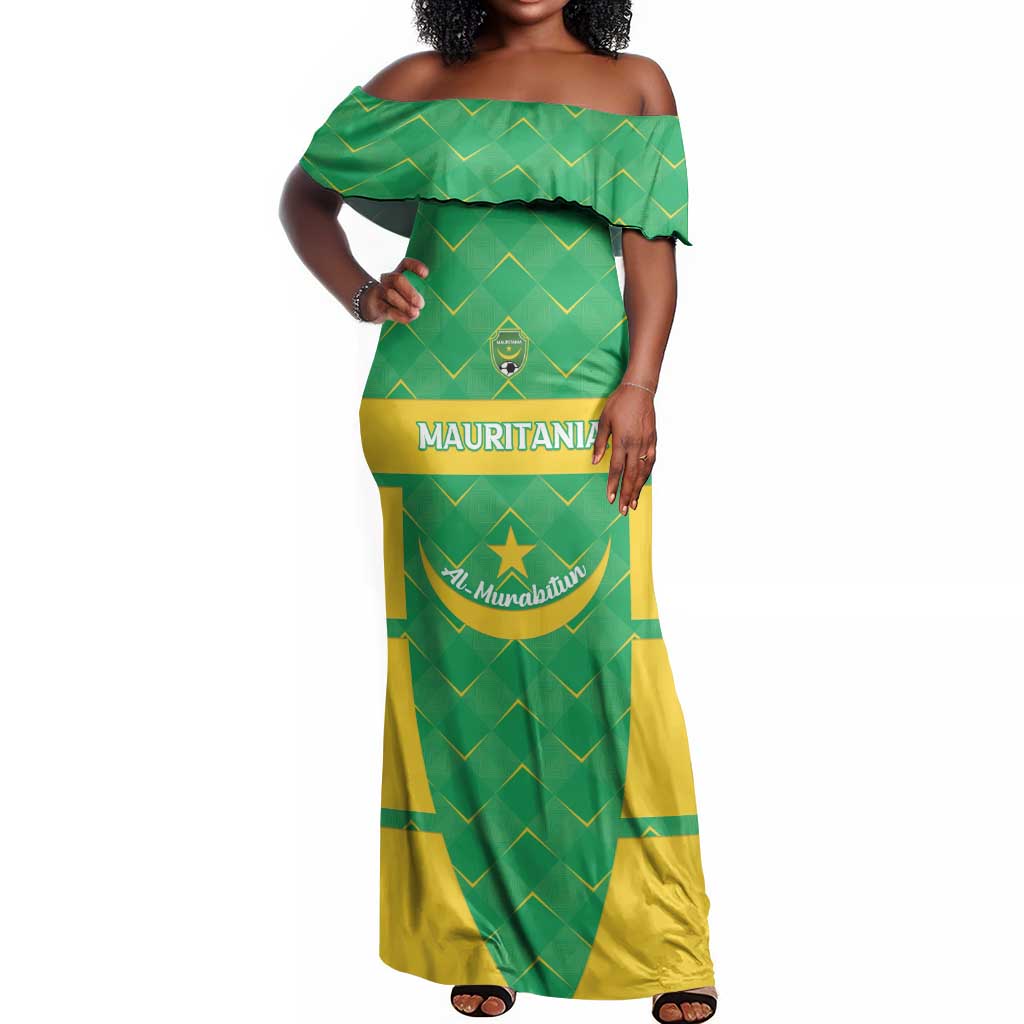 Custom Mauritania Beach Soccer 2025 Off Shoulder Maxi Dress Allez Al-Murabitun