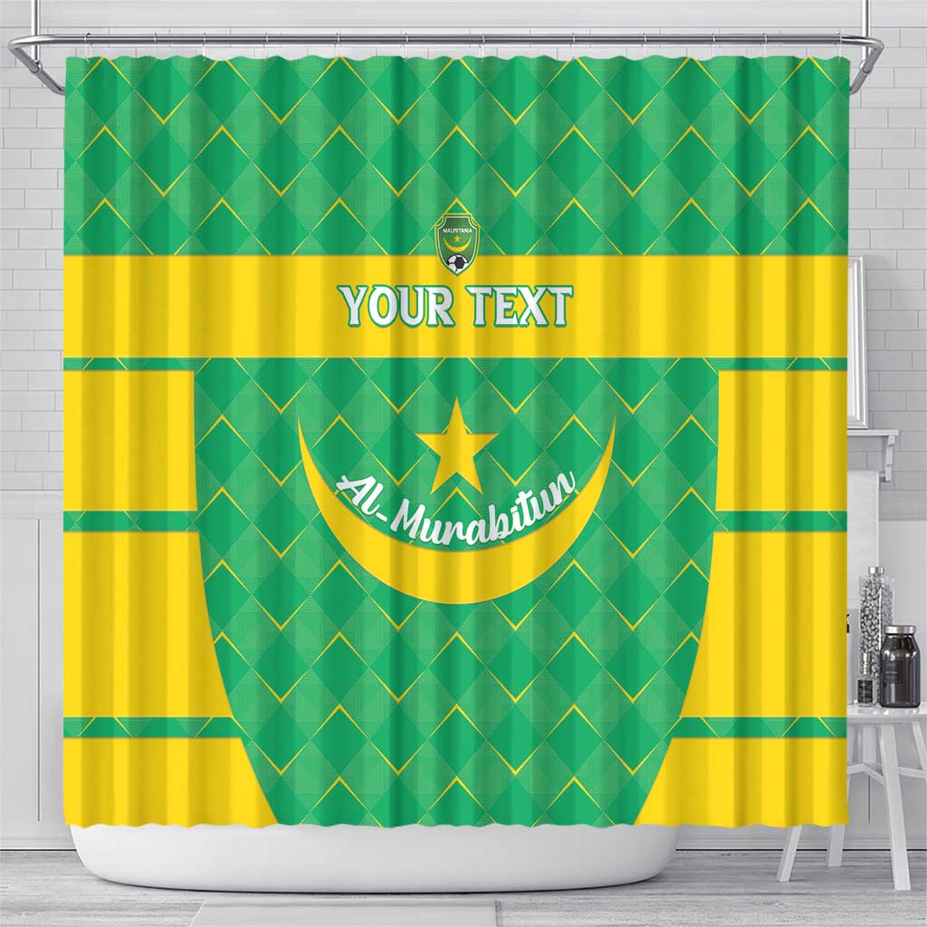 Custom Mauritania Beach Soccer 2025 Shower Curtain Allez Al-Murabitun