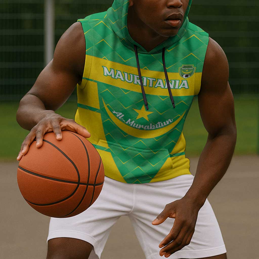 Custom Mauritania Beach Soccer 2025 Sleeveless Hoodie Allez Al-Murabitun - African Pride