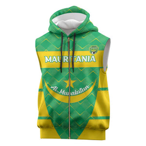 Custom Mauritania Beach Soccer 2025 Sleeveless Zip Hoodie Allez Al-Murabitun - African Pride