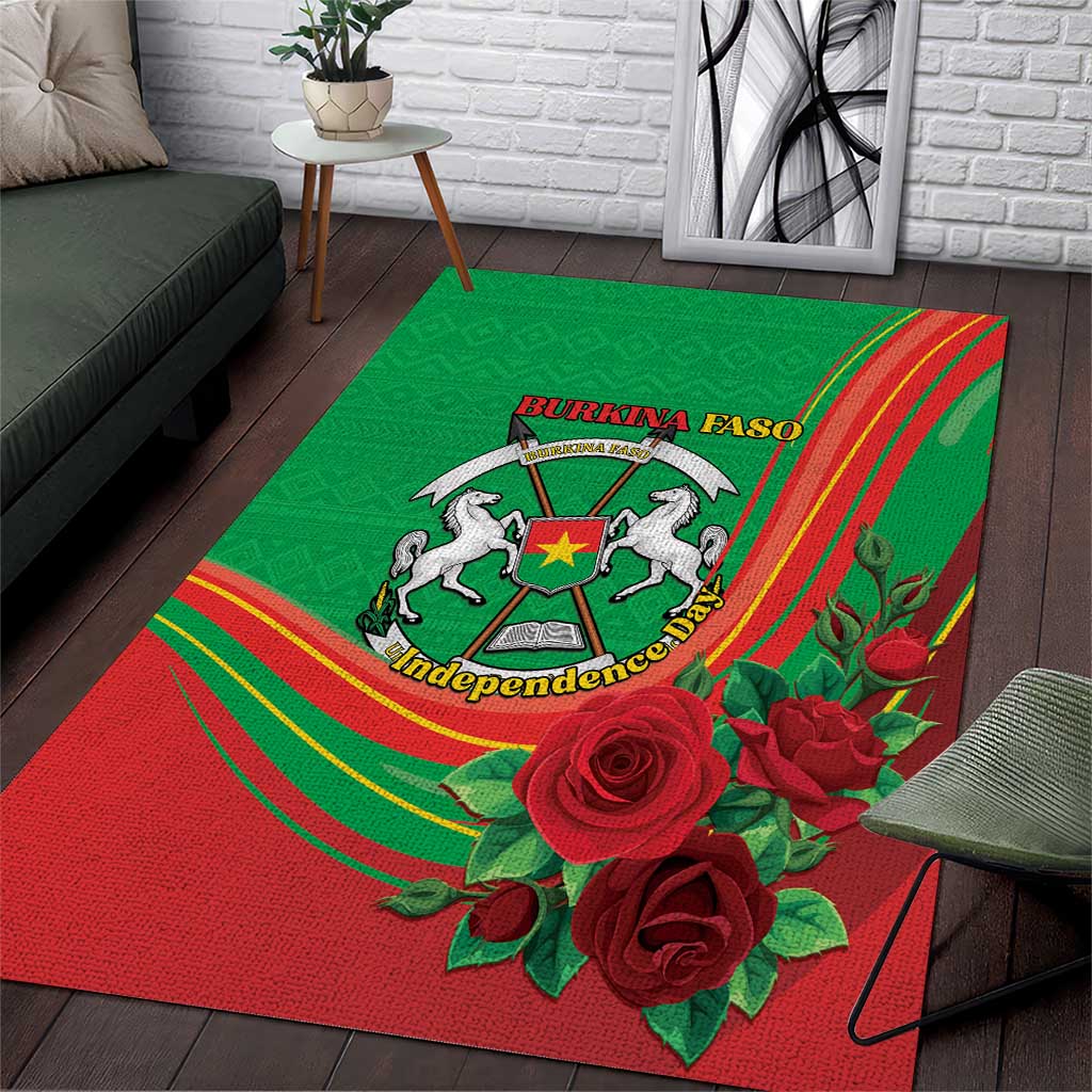 Burkina Faso Independence Day Area Rug Coat Of Arms African Pattern