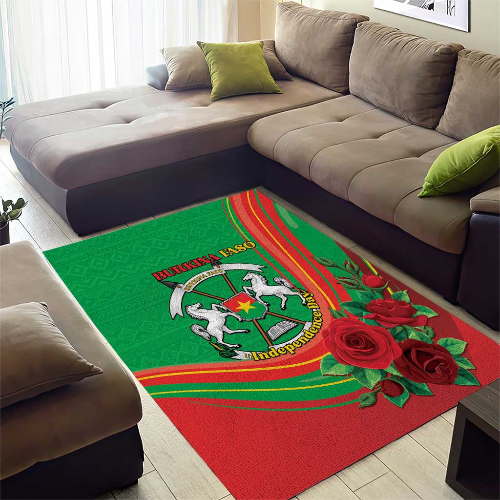 Burkina Faso Independence Day Area Rug Coat Of Arms African Pattern