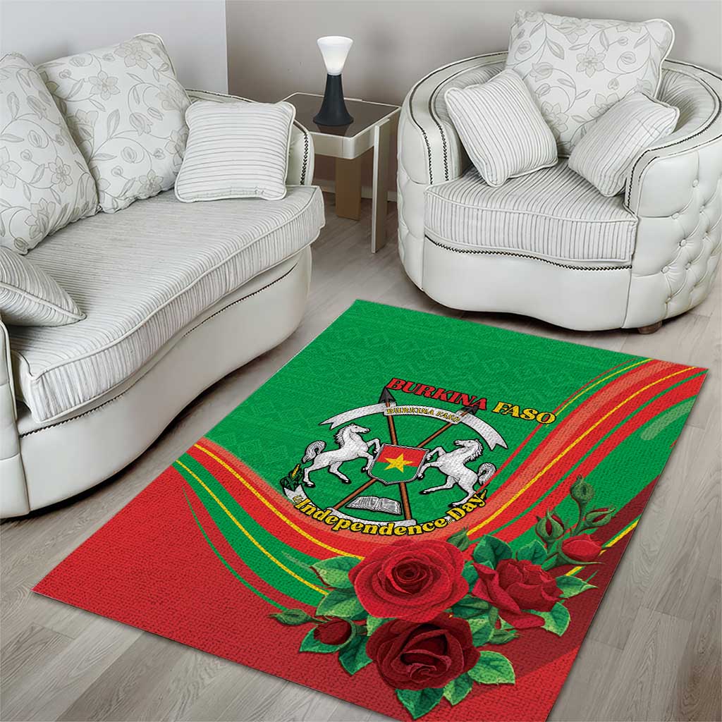Burkina Faso Independence Day Area Rug Coat Of Arms African Pattern