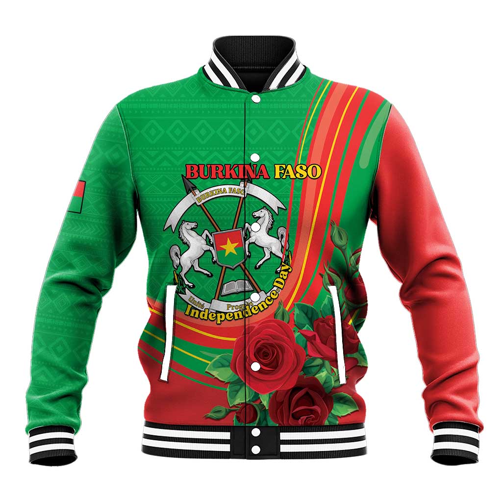 Personalised Burkina Faso Independence Day Baseball Jacket Coat Of Arms African Pattern