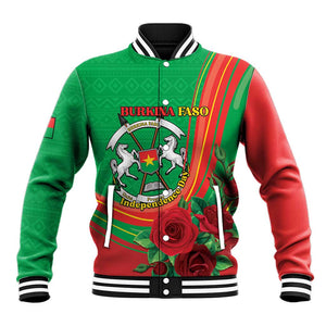 Personalised Burkina Faso Independence Day Baseball Jacket Coat Of Arms African Pattern