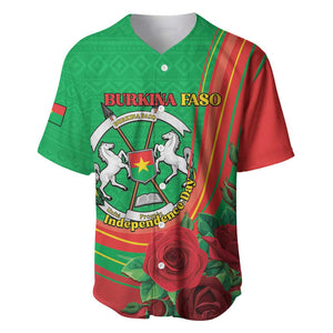 Personalised Burkina Faso Independence Day Baseball Jersey Coat Of Arms African Pattern