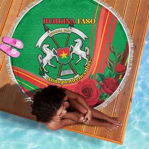 Burkina Faso Independence Day Beach Blanket Coat Of Arms African Pattern