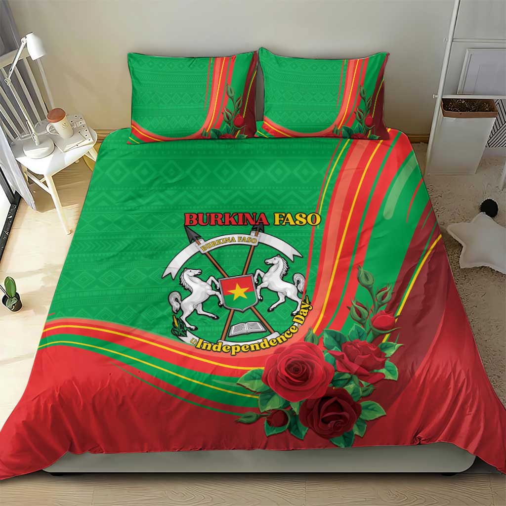 Burkina Faso Independence Day Bedding Set Coat Of Arms African Pattern