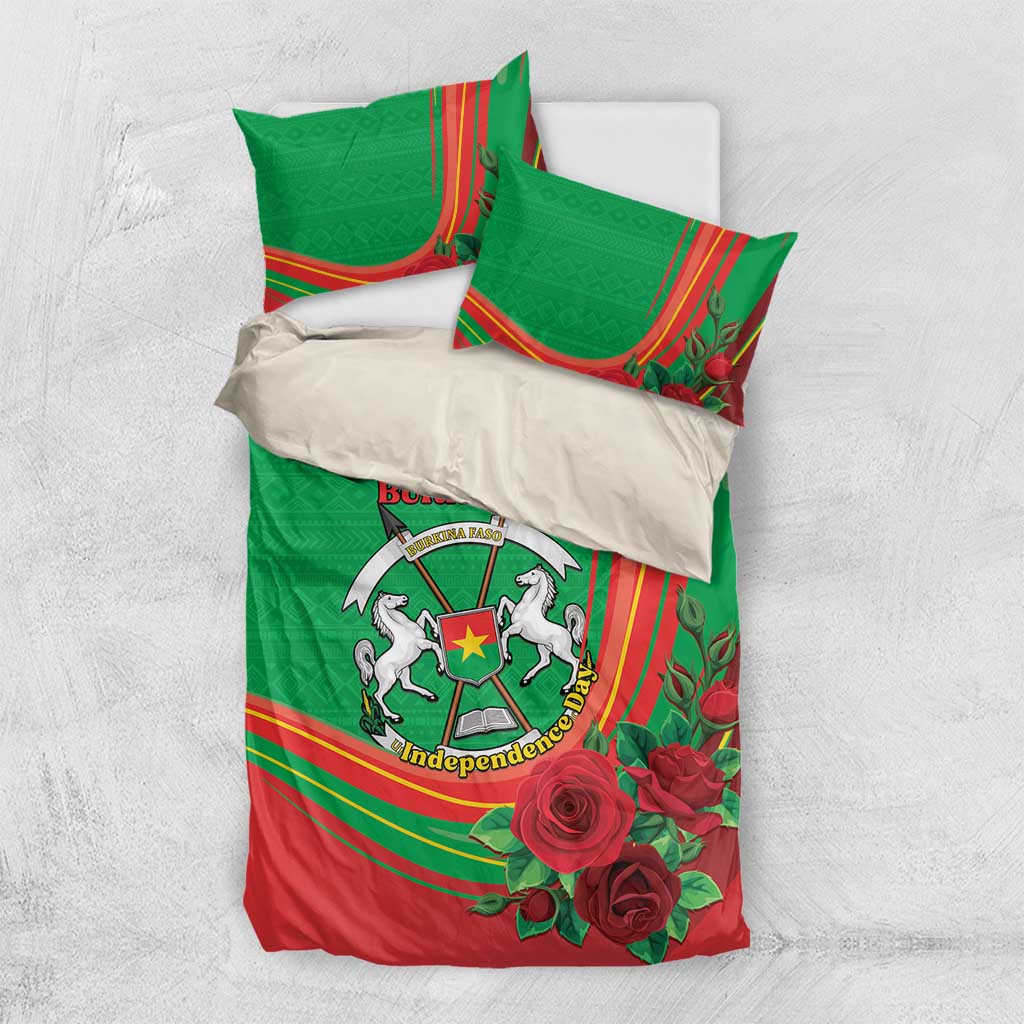Burkina Faso Independence Day Bedding Set Coat Of Arms African Pattern